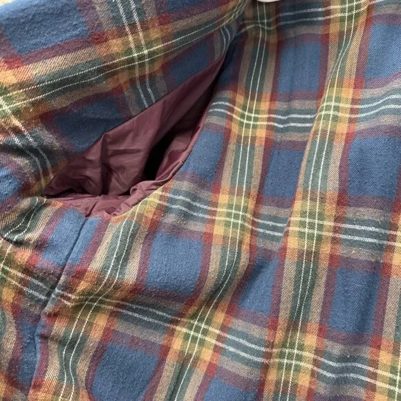 Vintage 80s LL Bean Plaid Lined Wool Bomber Jacket Coat Mens Size Large Red READ - Picture 5 of 16